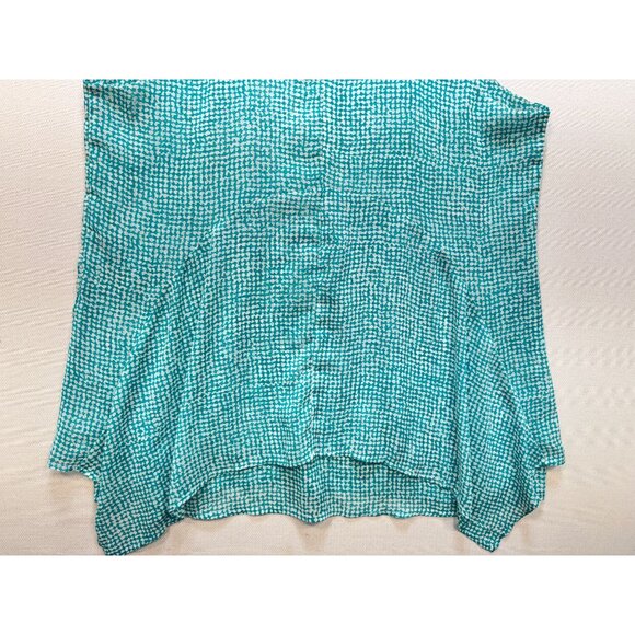 Fever Women Double Layer Sleeveless Blouse XL Aqua Speckle Grid Summer Keyhole - Picture 13 of 13